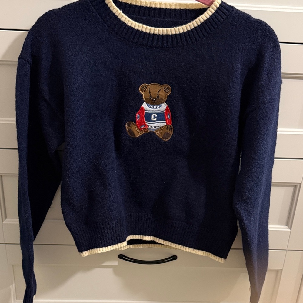 Navy Blue Bear Sweater